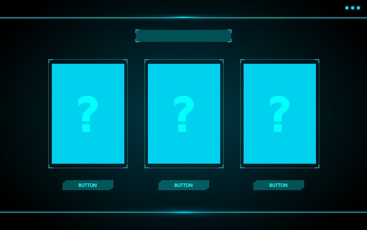 Vector elija una tarjeta, diseño de tecnología abstracta de interfaz de usuario de interfaz de usuario del juego para negocios digitales