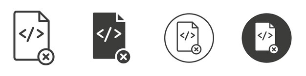 Eliminar el icono del archivo de codificación Logotipo del vector de contorno simple