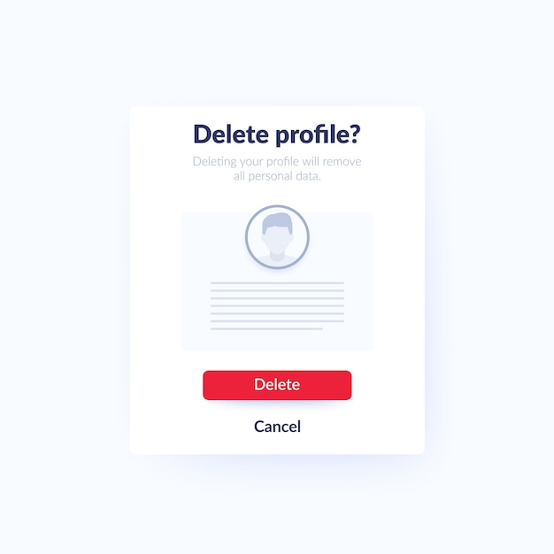 Eliminar perfil cuenta formulario vector ui diseño