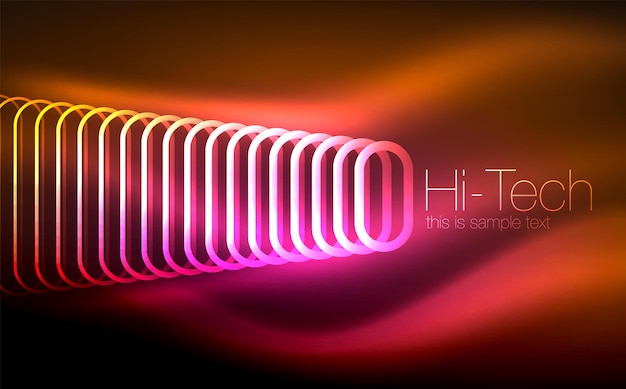 Elipses brillantes ondas de fondo oscuras y remolino efecto de luz de neón efectos mágicos brillantes ilustración vectorial