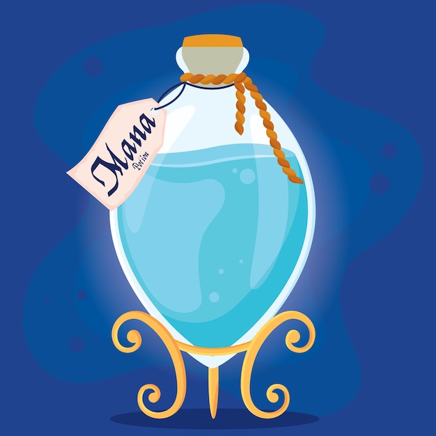 Elixir de poción de maná mágica de color aislado Ilustración vectorial