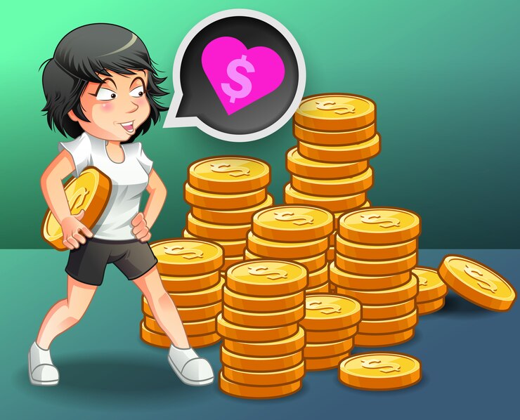 Vector ella ama el dinero