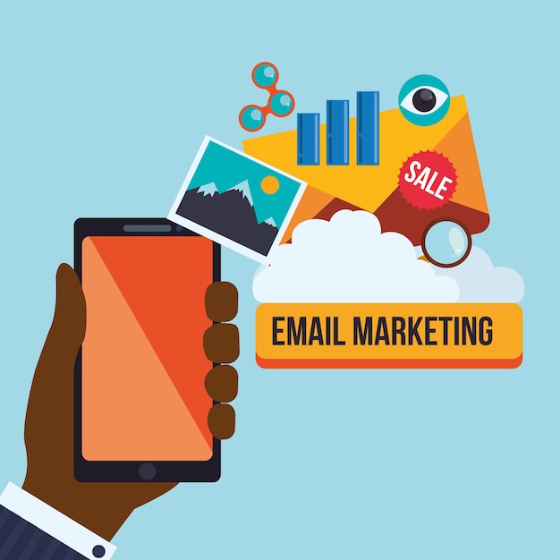 Vector email marketing y diseño de medios de comunicación.