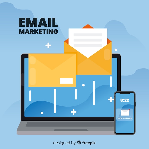 Email marketing en diseño plano