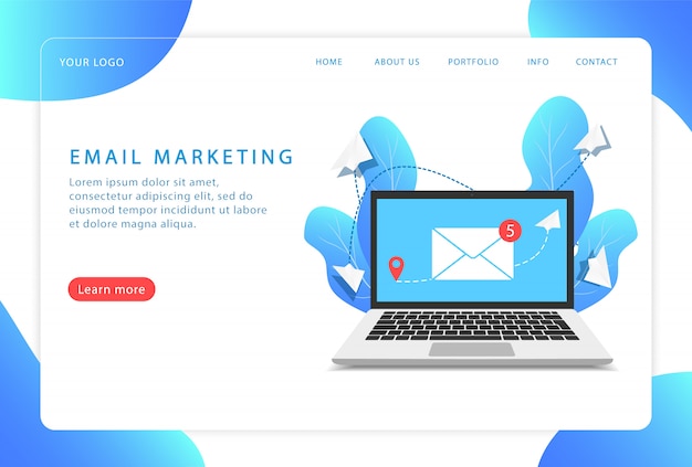 Email marketing, servicio de correo. página de destino. páginas web modernas para sitios web.