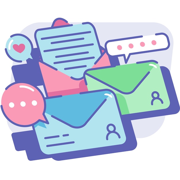 Vector email marketing con sobre carta y notificación