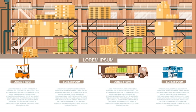 Vector embalaje de almacén y mantenimiento de suministros banner