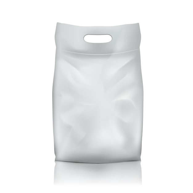 Vector embalaje de bolsa de bolsita de papel o papel de aluminio en blanco