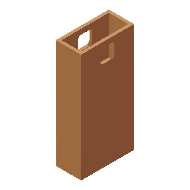 Embalaje de caja de cartón marrón para vista isométrica de la botella