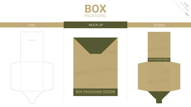 Embalaje de caja y plantilla troquelada de maqueta