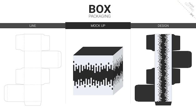 Embalaje de caja y plantilla troquelada de maqueta