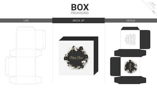 Embalaje de caja y plantilla troquelada de maqueta