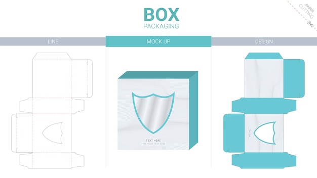 Embalaje de caja y plantilla troquelada de maqueta