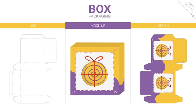 Embalaje de caja y plantilla troquelada de maqueta