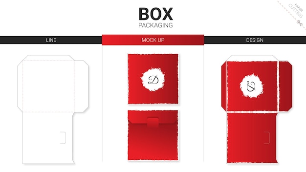 Vector embalaje de caja y plantilla troquelada de maqueta