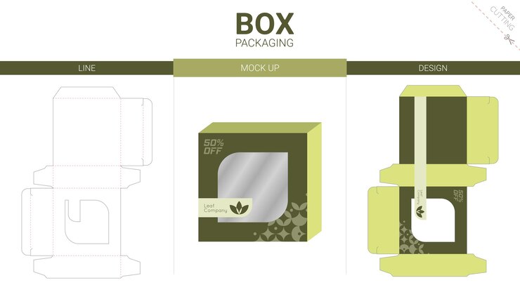 Vector embalaje de caja y plantilla troquelada de maqueta