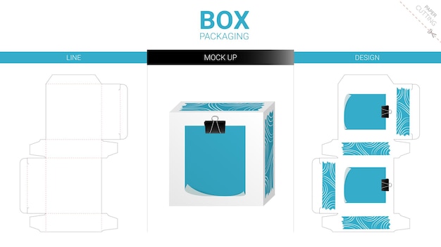 Embalaje de caja y plantilla troquelada de maqueta