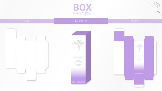 Embalaje de caja y plantilla troquelada de maqueta