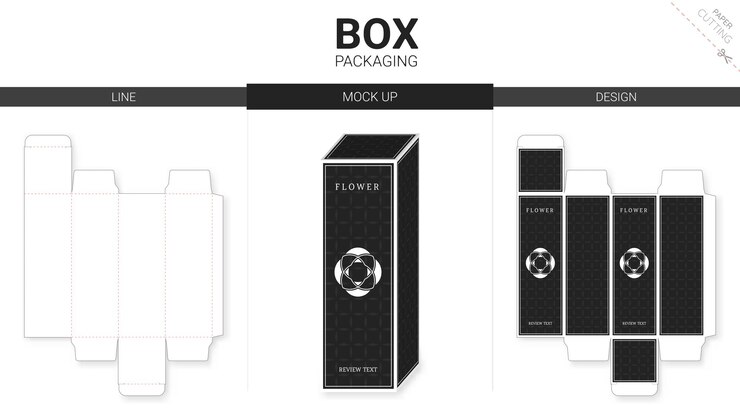 Vector embalaje de caja y plantilla troquelada de maqueta