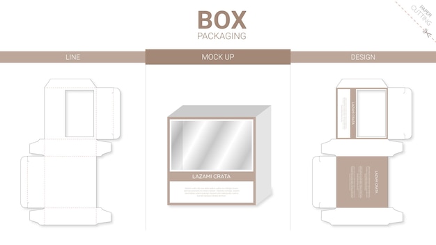 Vector embalaje de caja y plantilla troquelada mínima