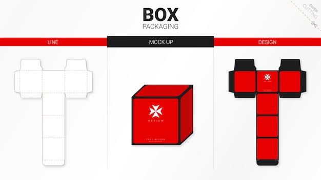 Embalaje de caja y plantilla troquelada