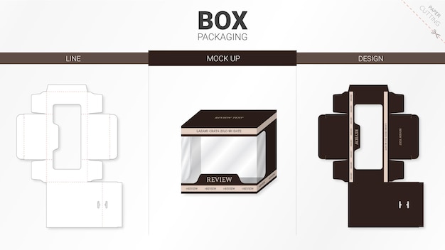 Vector embalaje de caja y plantilla troquelada