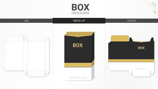 Embalaje de caja y plantilla troquelada