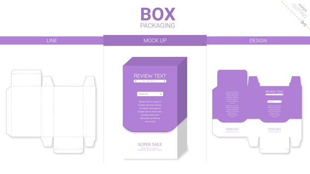 Embalaje de caja y plantilla troquelada