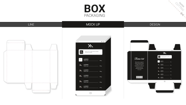 Embalaje de caja y plantilla troquelada