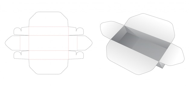 Embalaje caja rectangular plantilla troquelada