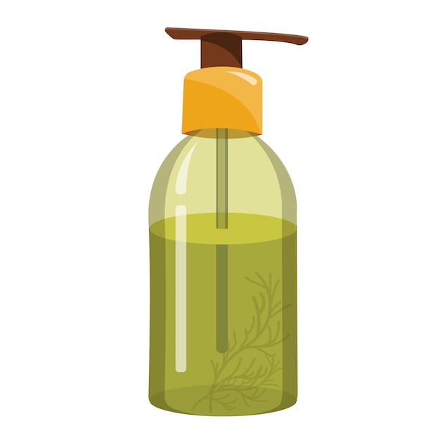 Embalaje cosmético vectorial botella verde tubo de vidrio aceite de masaje a base de hierbas artículos de mujer productos naturales