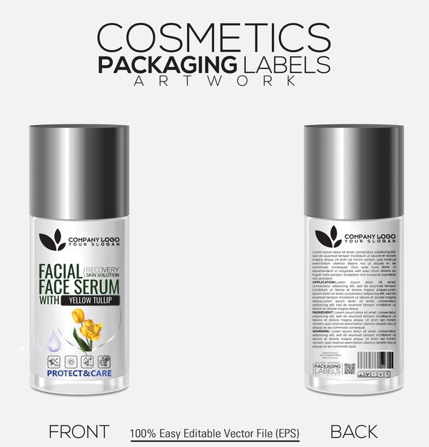 Embalaje de cosméticos Serum facial de recuperación de la solución de la piel Mockup de botella con variantes de mezcla del mundo