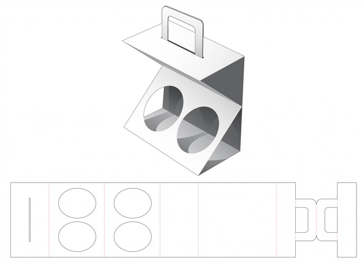 Vector embalaje de latas con soporte troquelado plantilla