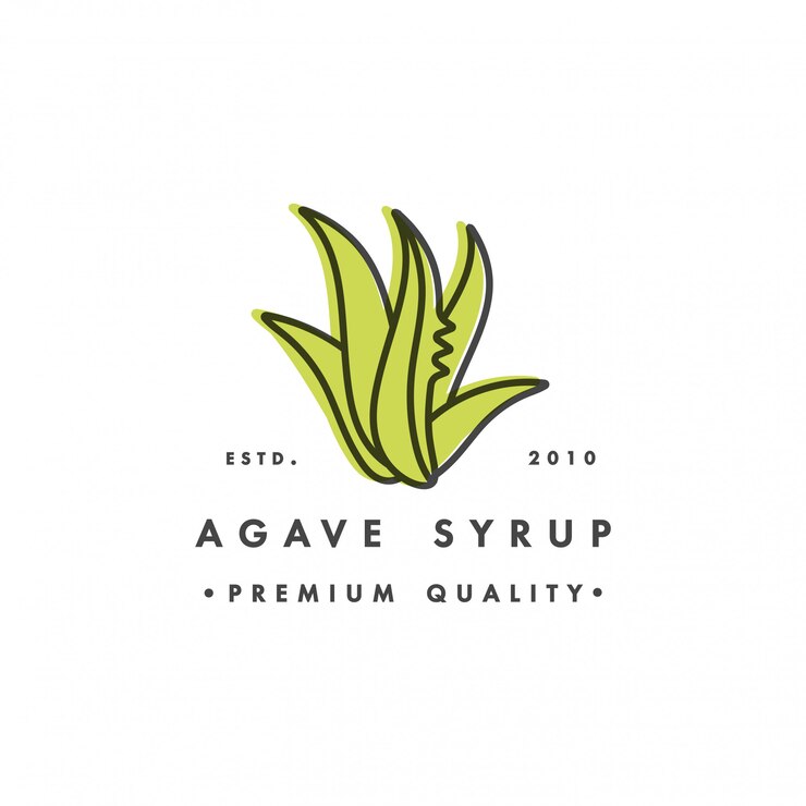 Embalaje logotipo de la plantilla y emblema - jarabe - agave. Logotipo en estilo lineal moderno.