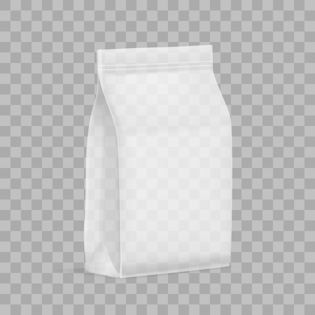Embalaje de papel o plástico en blanco transparente con bolsita ziplock para pan, café, caramelos, galletas, regalos