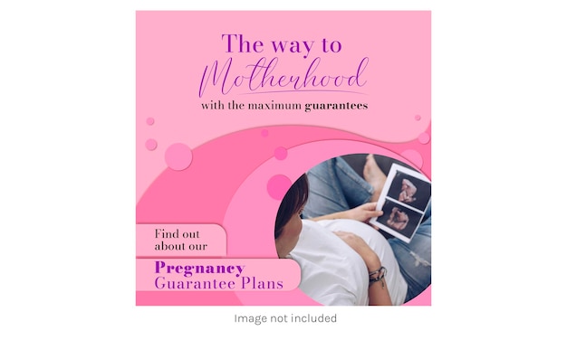 Vector embarazo, ginecología, maternidad y obstetricia con embarazada post para instagram