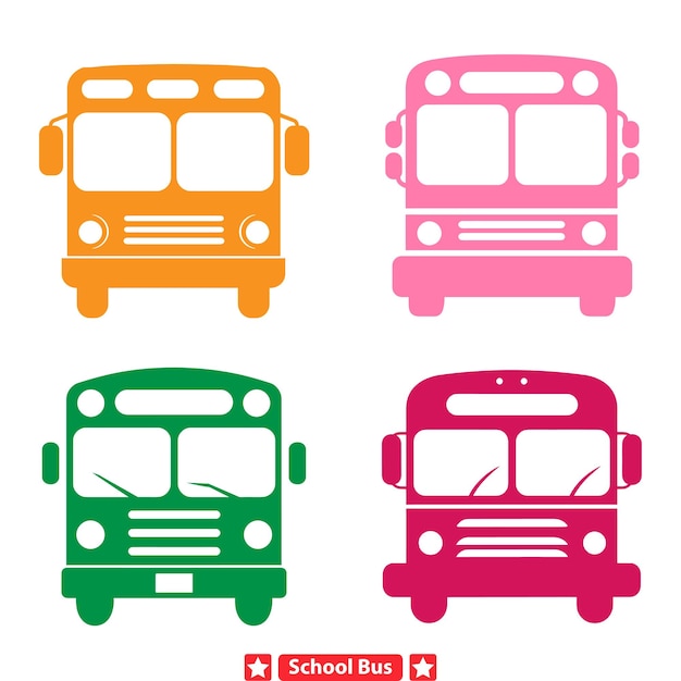 Embarque en un viaje educativo con cautivadores gráficos vectoriales de autobuses escolares