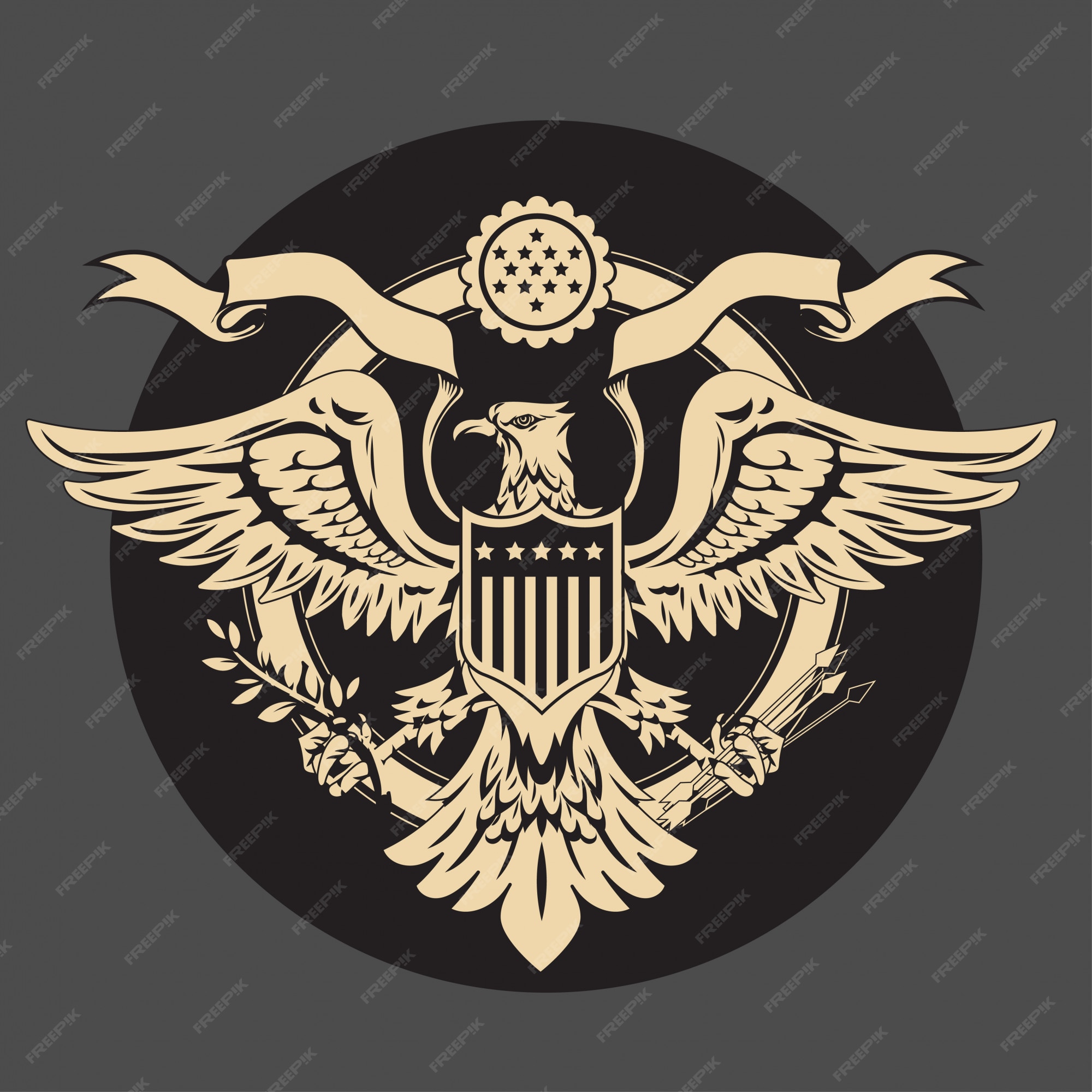 Emblema del águila americana con banderas de estados unidos y escudo  vintage | Vector Premium