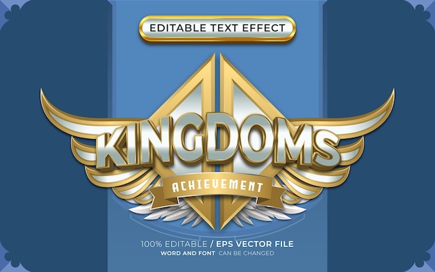 Emblema alado de Kingdoms con efectos de texto editables