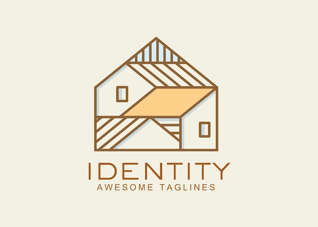 el emblema de arte de la línea de cabaña el logotipo minimalista la plantilla de ilustración vectorial el diseño de la casa de hogar el alojamiento lo.