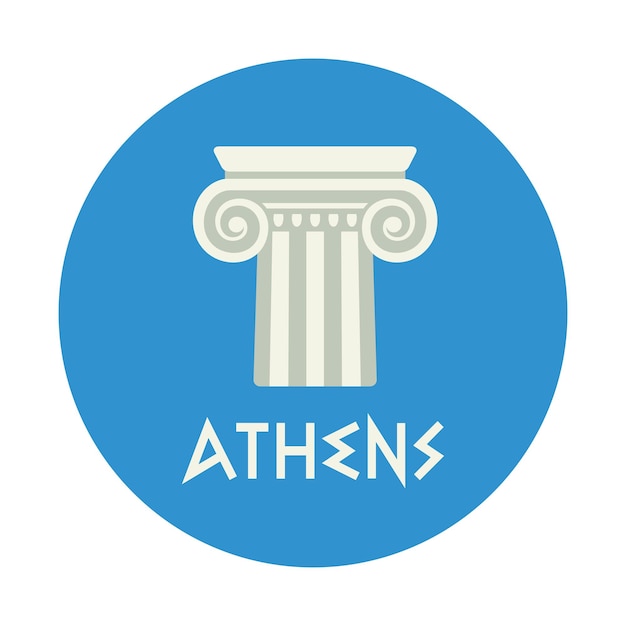 Emblema de Atenas. Columna griega antigua. ilustración vectorial