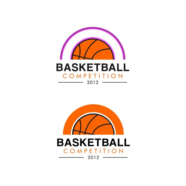 emblema de baloncesto para ilustración de logotipo o icono en vector