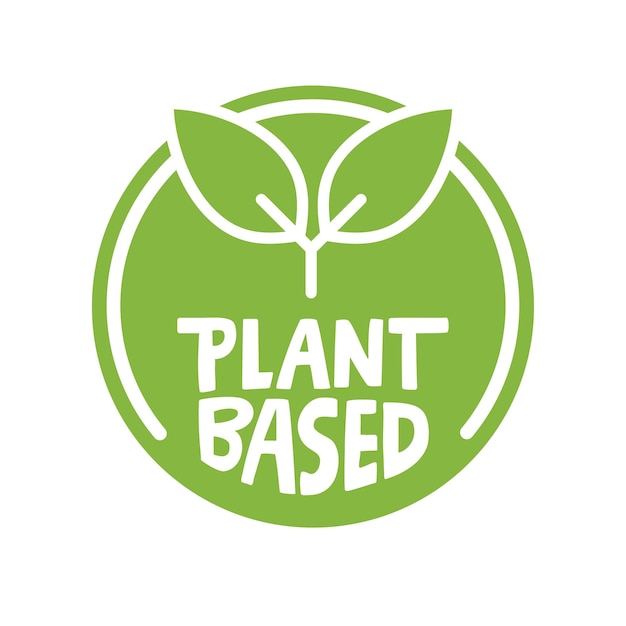 Emblema a base de plantas Insignia ecológica vegana con icono de planta