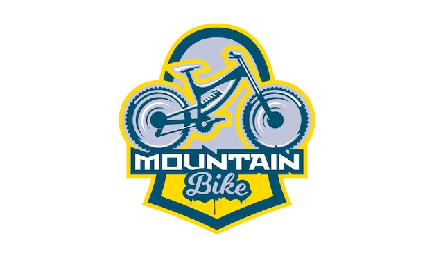 El emblema de la bicicleta de montaña Logotipo de bicicleta deportiva Bicicleta deportiva cuesta abajo mtb bmx carrera extrema Ilustración vectorial