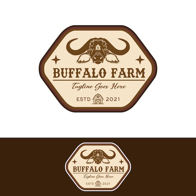 Vector emblema de buffalo farm con logotipo de cuerno largo logotipo de american ranch diseño inspirador