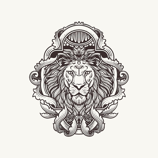 El emblema de la cabeza de león Ilustración vectorial