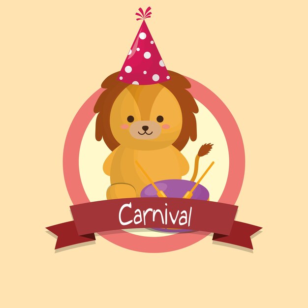 Emblema de carnaval con lindo león