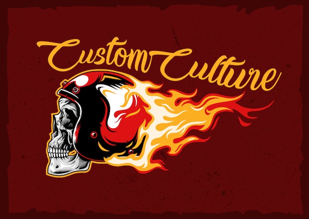 emblema del casco del cráneo ardiente