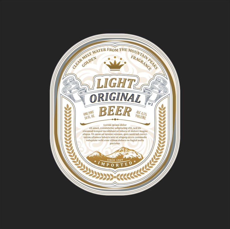 Vector emblema de cerveza original ligero