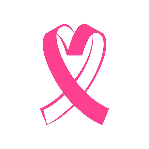 Vector emblema de cinta de conciencia rosa de cáncer de mama